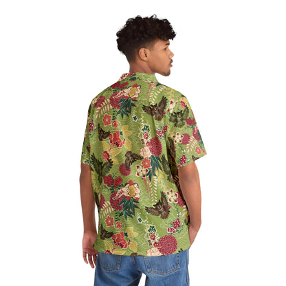 Green Men's Owl Hawaiian Shirt (AOP)