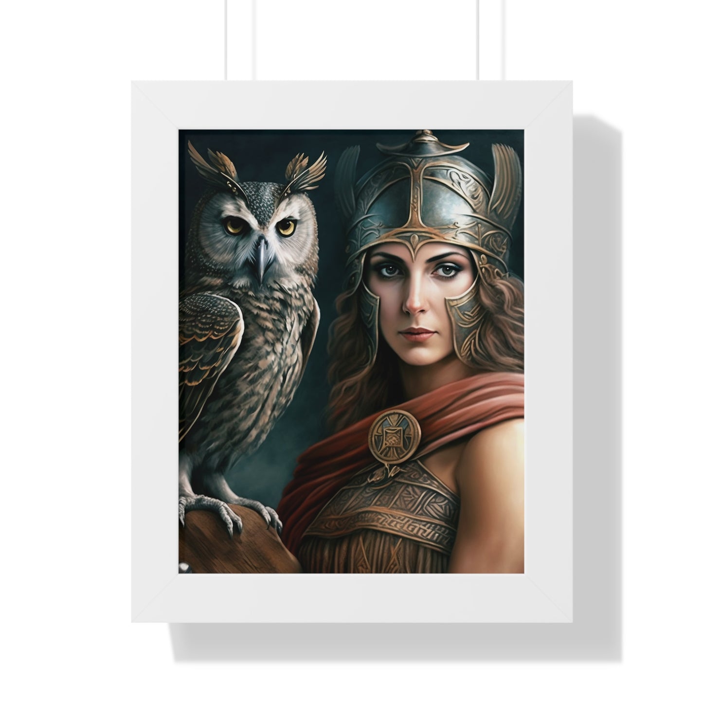 Goddess Athena and the owl - Framed Vertical Poster