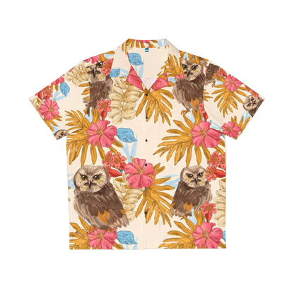 Owl Button Up, Men's Owl Hawaiian Shirt (AOP)