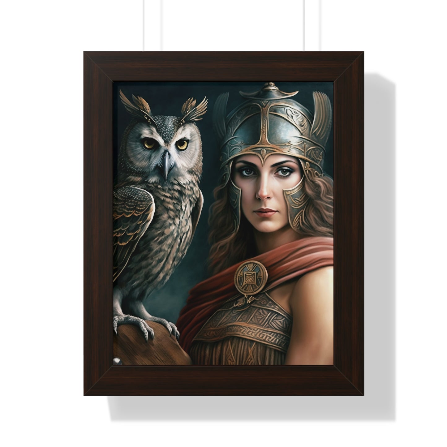 Goddess Athena and the owl - Framed Vertical Poster