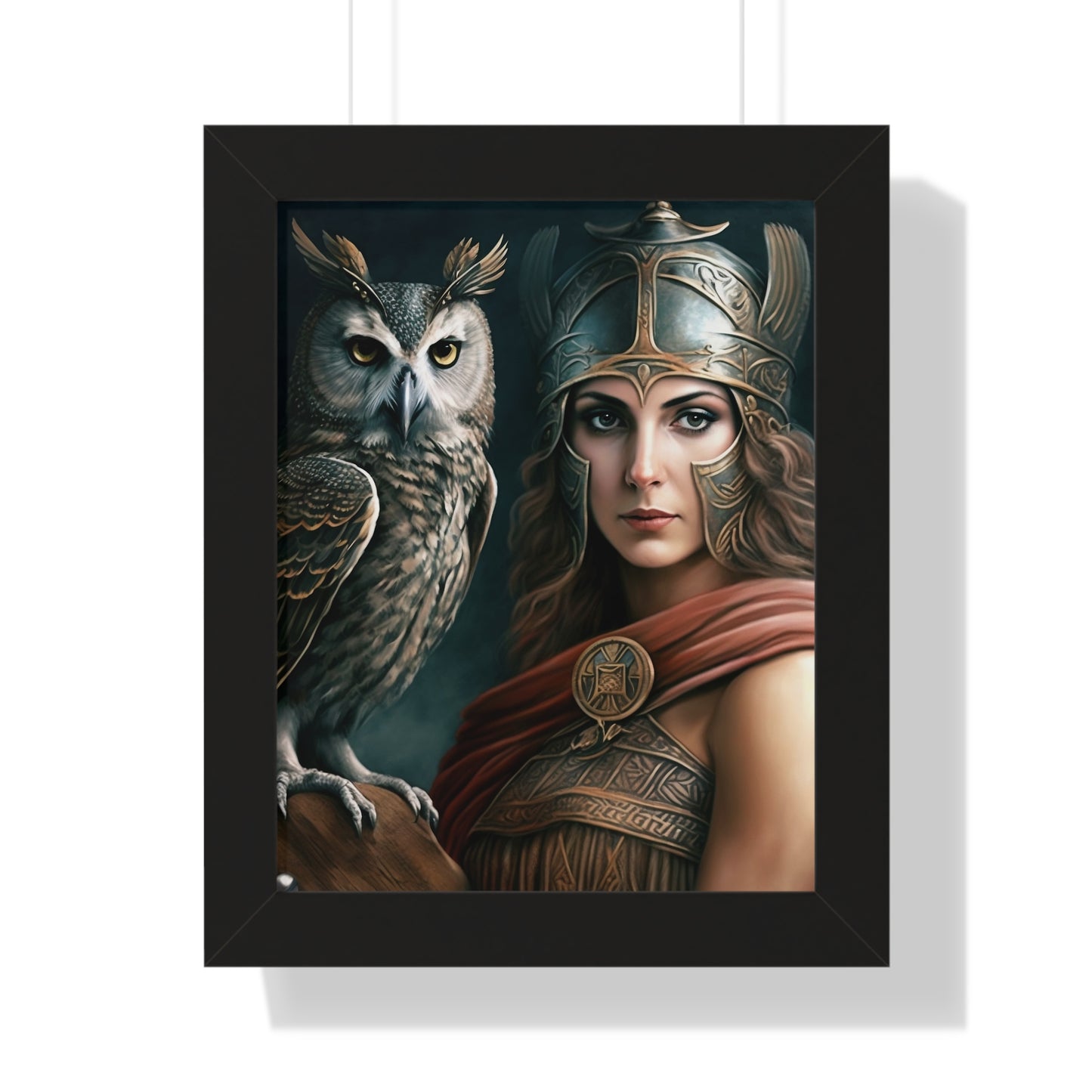 Goddess Athena and the owl - Framed Vertical Poster