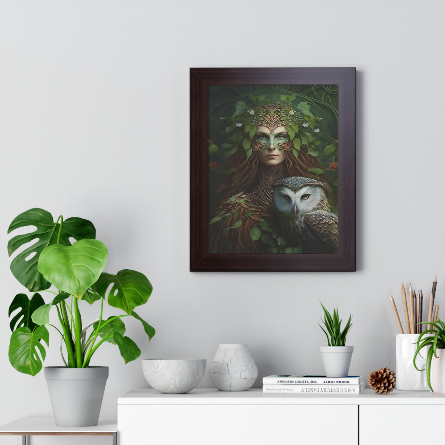 Celtic Goddess “Blodeuwedd” Framed Vertical Poster