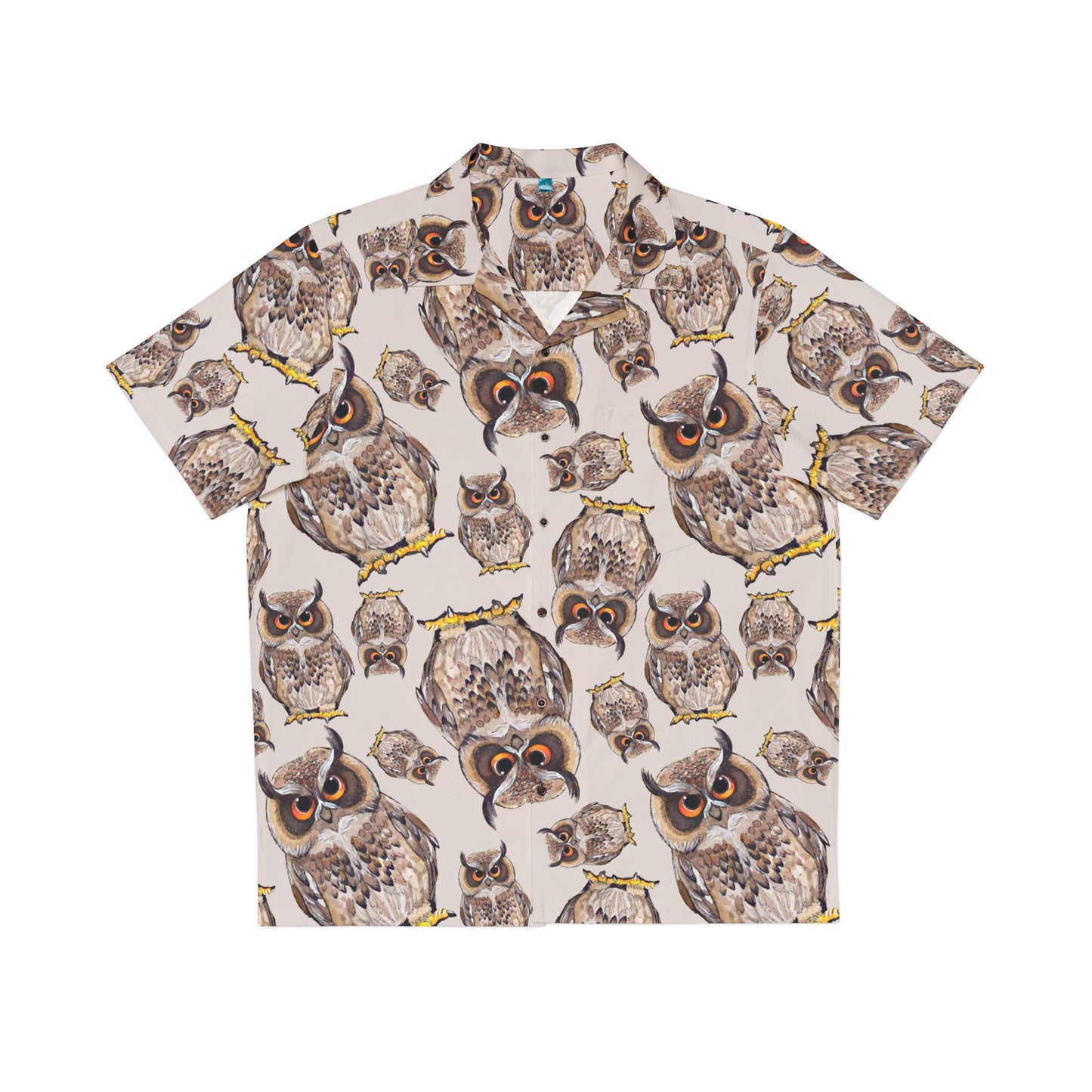 Pink with Owl Men’s Seamless Patterns Button Up Shirt (AOP)