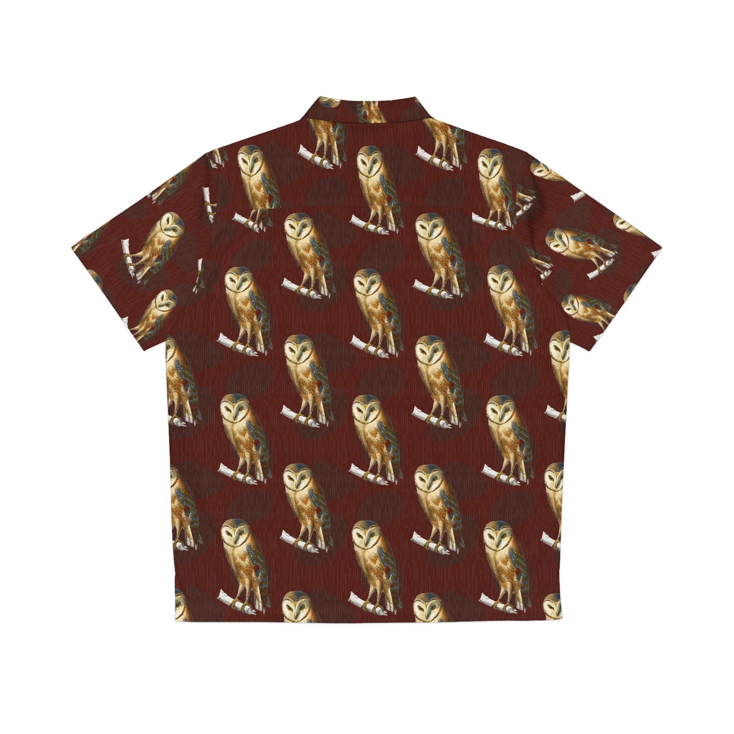 Black/Brown Men’s Owl Seamless Patterns Button Up Shirt (AOP)