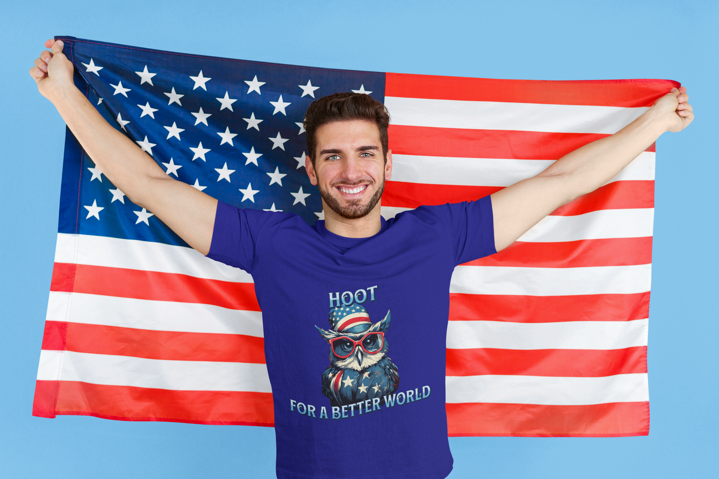 Hoot for a Better World Owl Shirt - Eco-Friendly Political Statement