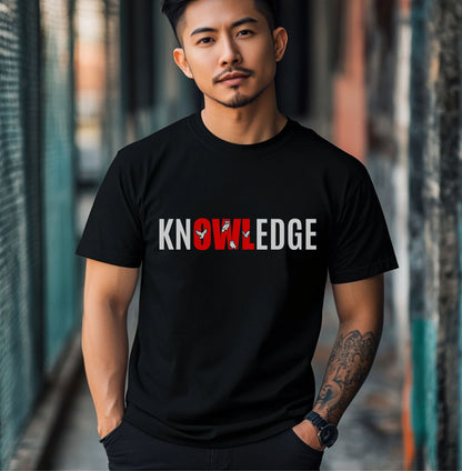 knOWLedge Dark Print Shirt - Sustainable Spiritual Tee, Boho Mindfulness Clothing