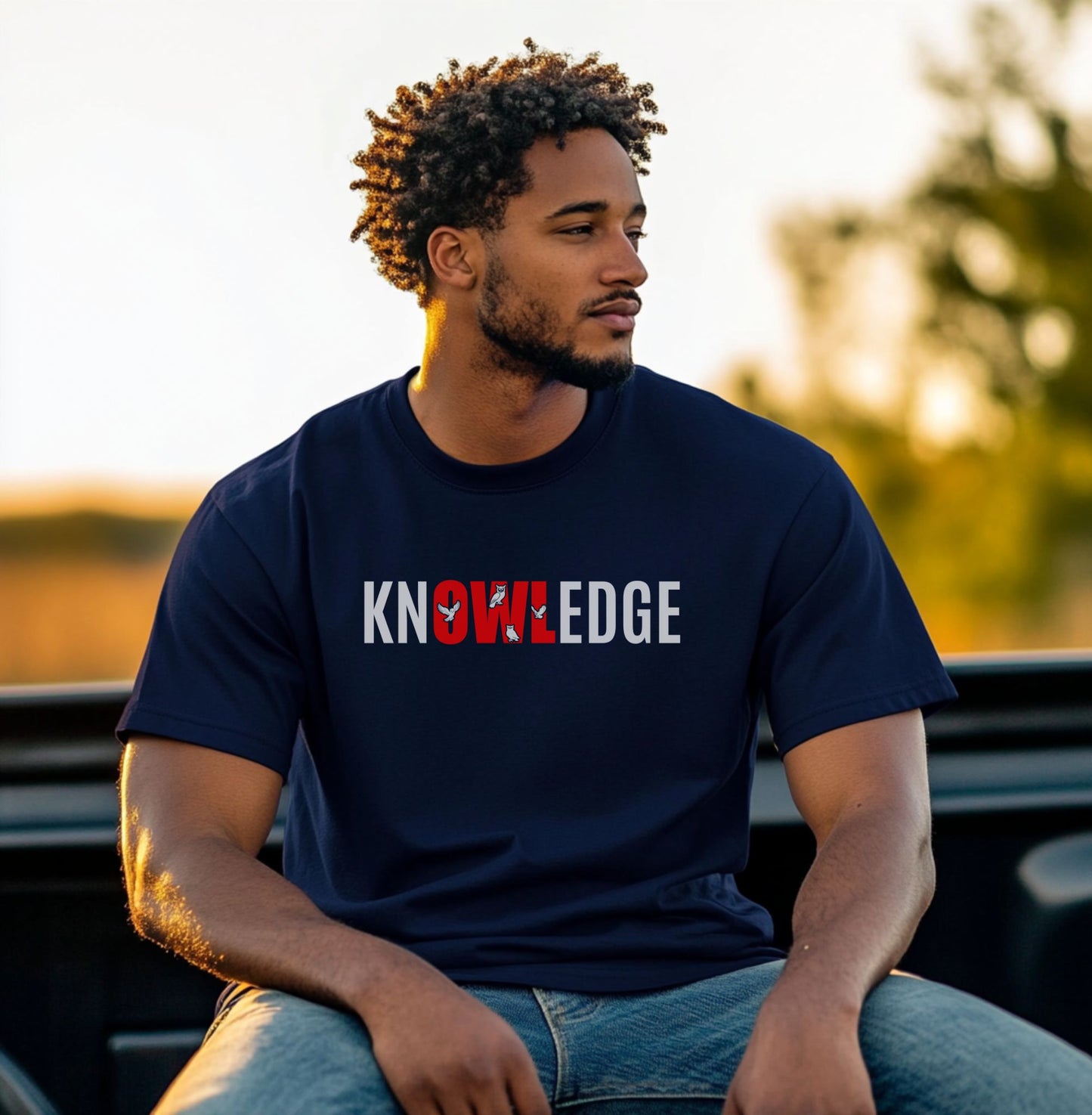 knOWLedge Dark Print Shirt - Sustainable Spiritual Tee, Boho Mindfulness Clothing