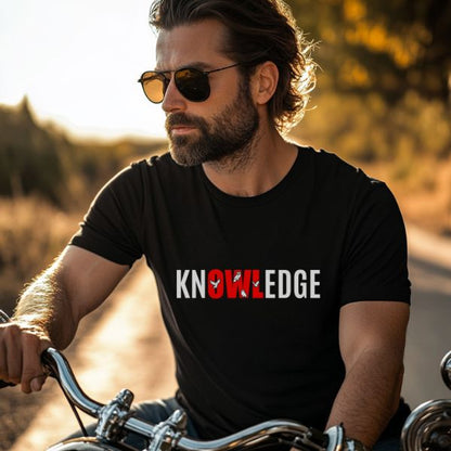 knOWLedge Dark Print Shirt - Sustainable Spiritual Tee, Boho Mindfulness Clothing