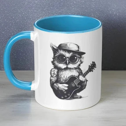 Musical Owl Mug, Adorable Owl Playing Guitar Design, Perfect Gift for Owl Lovers & Music Enthusiasts